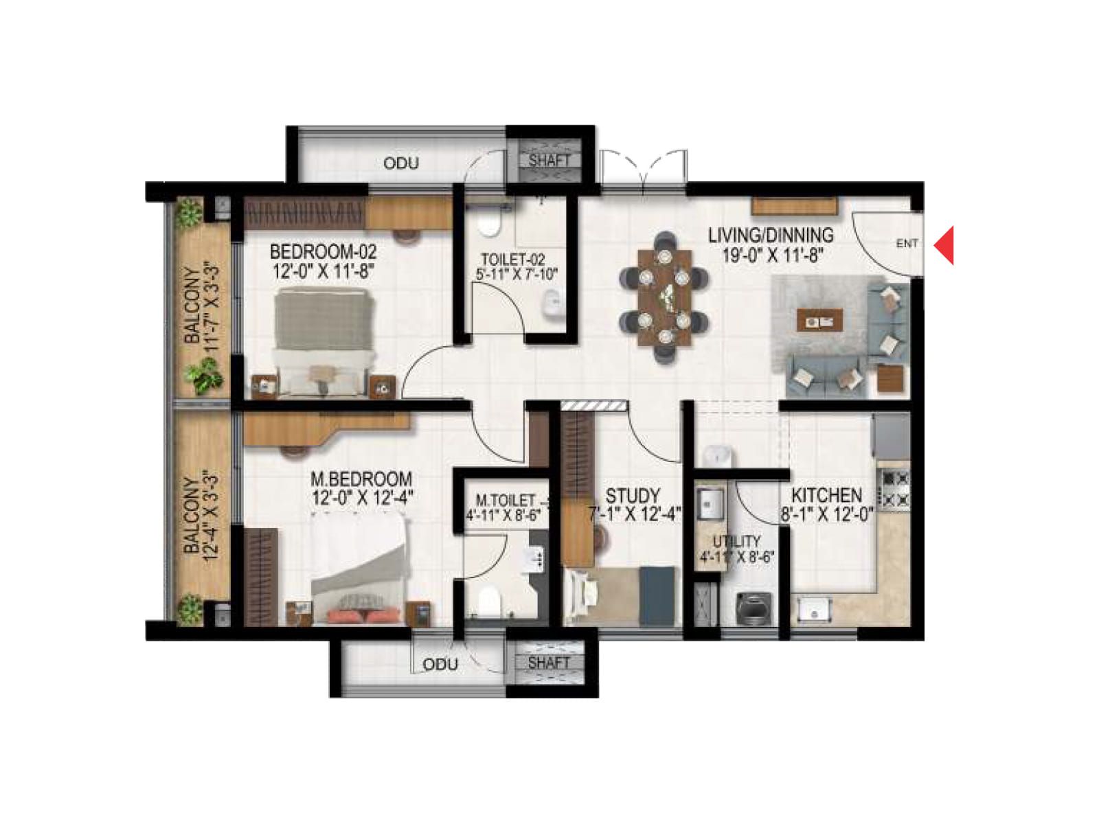 4 BHK Floor Plan
